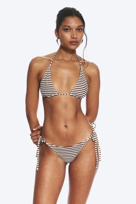 2er-Pack Bikini-Höschen mit Bindebändern – Schwarz + Braun/Weiß gestreift 2er-Pack Bikini-Höschen mit Bindebändern – Schwarz + Braun/Weiß gestreift