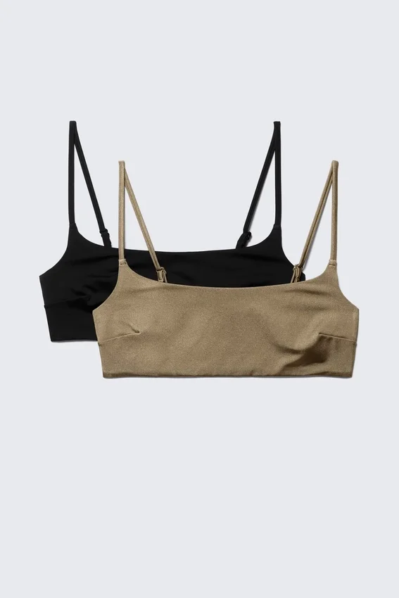 2er-Pack Bikini-Oberteile mit U-Ausschnitt – Schwarz & Beige 2er-Pack Bikini-Oberteile mit U-Ausschnitt – Schwarz & Beige