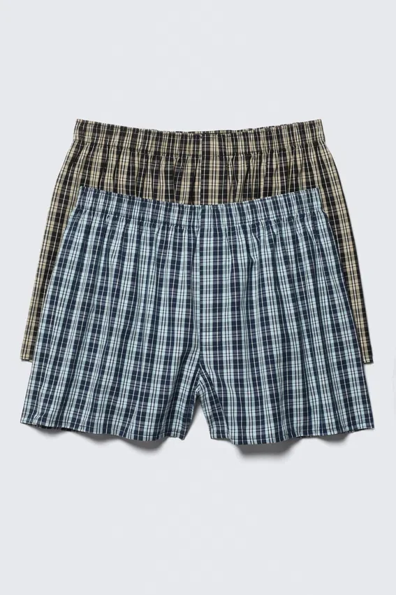 2er-Pack Boxershorts – Beige & Blau kariert 2er-Pack Boxershorts – Beige & Blau kariert