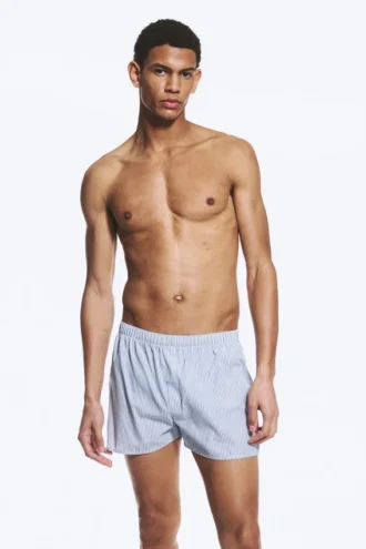 2er-Pack Boxershorts – Weiß, blaue Streifen