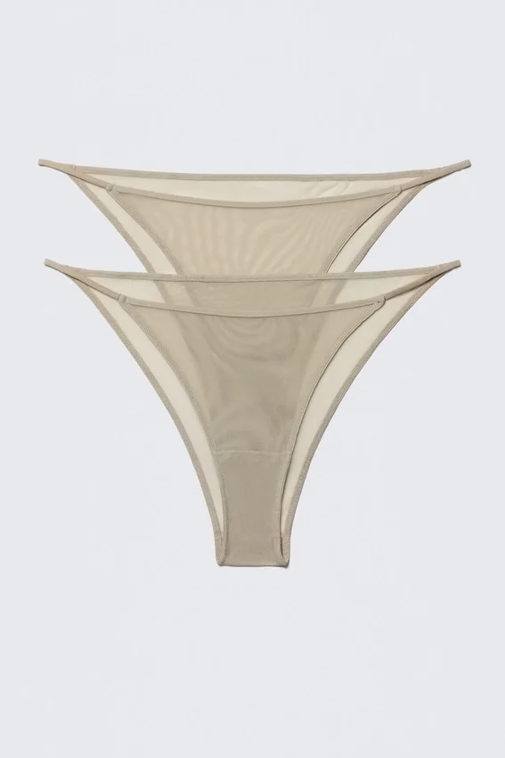 2er-Pack brasilianische Slips aus Mesh – Beige 2er-Pack brasilianische Slips aus Mesh – Beige