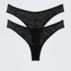 2er-Pack brasilianische Slips mit gewellter Spitze – Schwarz 2er-Pack brasilianische Slips mit gewellter Spitze – Schwarz