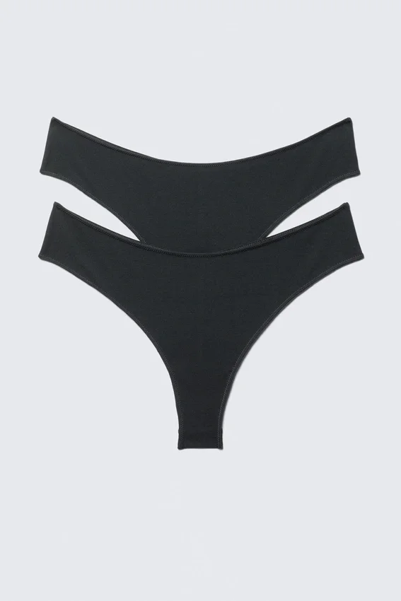 2er-Pack brasilianische Slips mit mittlerer Leibhöhe – Schwarz 2er-Pack brasilianische Slips mit mittlerer Leibhöhe – Schwarz