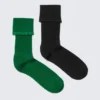 2er-Pack Crew-Socken mit gewelltem Rand – Schwarz & Grün 2er-Pack Crew-Socken mit gewelltem Rand – Schwarz & Grün