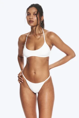 2er-Pack gerippte Tanga-Slips mit mittlerer Leibhöhe – Weiß