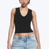 2er-Pack geripptes Tanktop mit V-Ausschnitt – Schwarz 2er-Pack geripptes Tanktop mit V-Ausschnitt – Schwarz