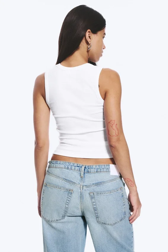 2er-Pack geripptes Tanktop mit V-Ausschnitt – Weiß 2er-Pack geripptes Tanktop mit V-Ausschnitt – Weiß