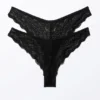 2er-Pack Lacey Lace Brazilian Slips – Schwarz 2er-Pack Lacey Lace Brazilian Slips – Schwarz