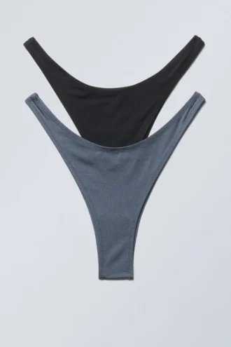 2er-Pack Mini-Bikini-Höschen im brasilianischen Schnitt – Schwarz & Glänzendes Blau 2er-Pack Mini-Bikini-Höschen im brasilianischen Schnitt – Schwarz & Glänzendes Blau