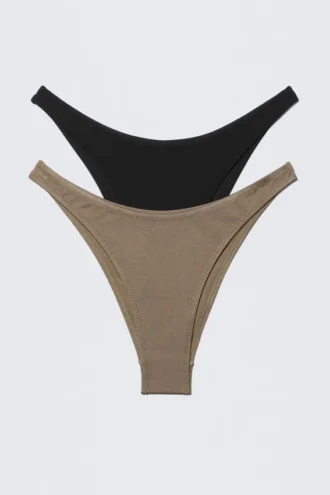 2er-Pack Mini-Bikini-Höschen im brasilianischen Schnitt – Schwarz & Mole