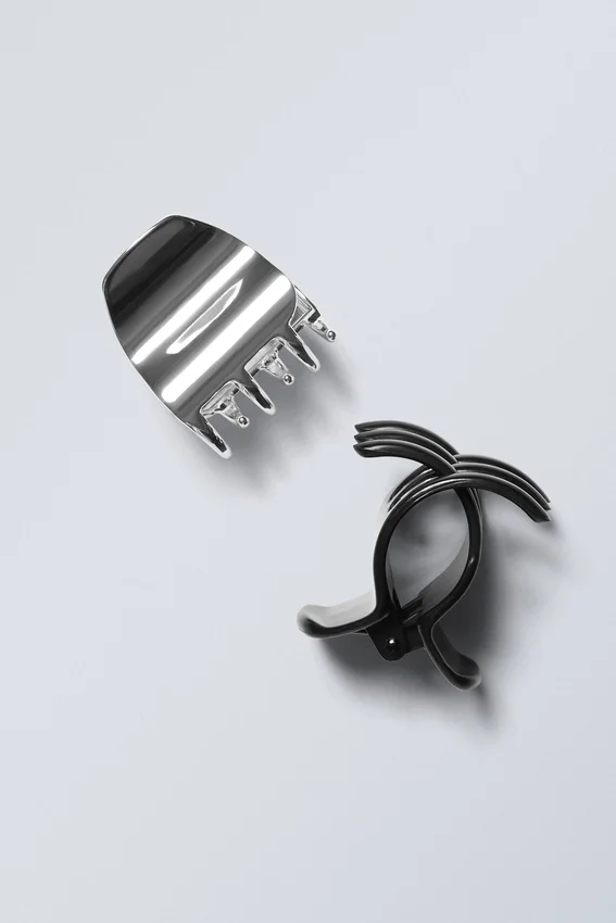 2er-Pack Mini-Haarklammern – Schwarz/Silber 2er-Pack Mini-Haarklammern – Schwarz/Silber