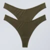 2er-Pack Modal-Tangas mit niedriger Taille – Dunkelkhaki-Grün 2er-Pack Modal-Tangas mit niedriger Taille – Dunkelkhaki-Grün