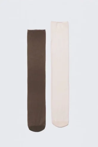 2er-Pack Netzsocken – Dunkelbraun/Beige