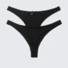 2er-Pack Pointelle-Baumwoll-Tangas – Schwarz 2er-Pack Pointelle-Baumwoll-Tangas – Schwarz