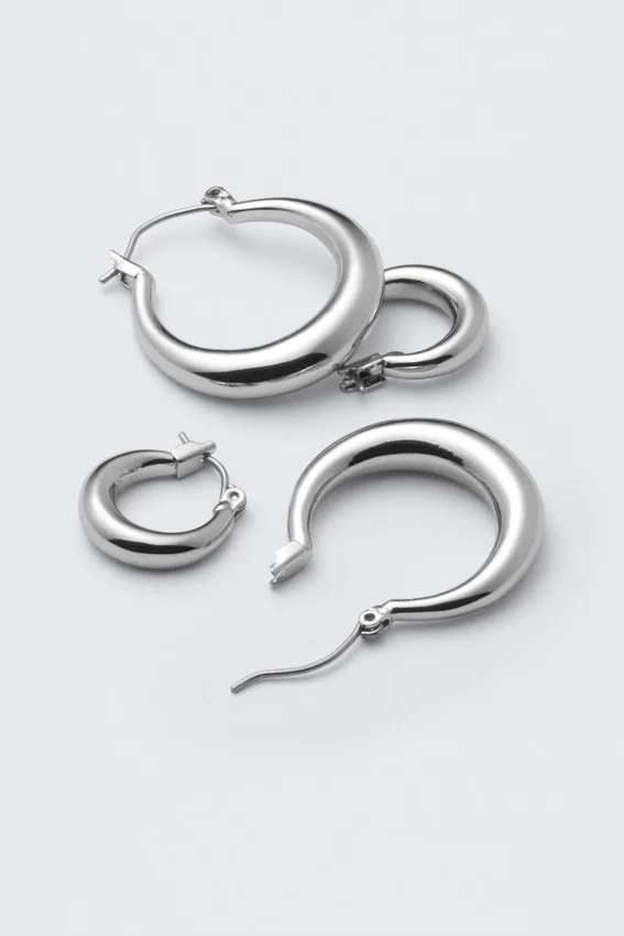 2er-Pack polierte Creolen – Silber 2er-Pack polierte Creolen – Silber