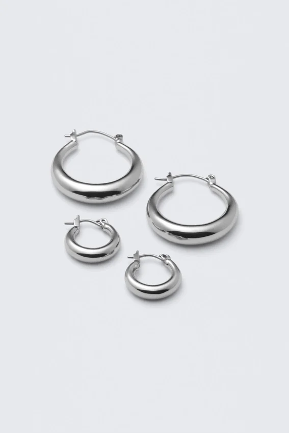 2er-Pack polierte Creolen – Silber 2er-Pack polierte Creolen – Silber