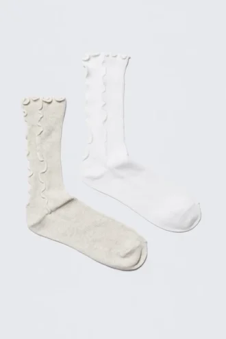 2er-Pack Reverse Crew Socken – Dusty Grey & Weiß 2er-Pack Reverse Crew Socken – Dusty Grey & Weiß