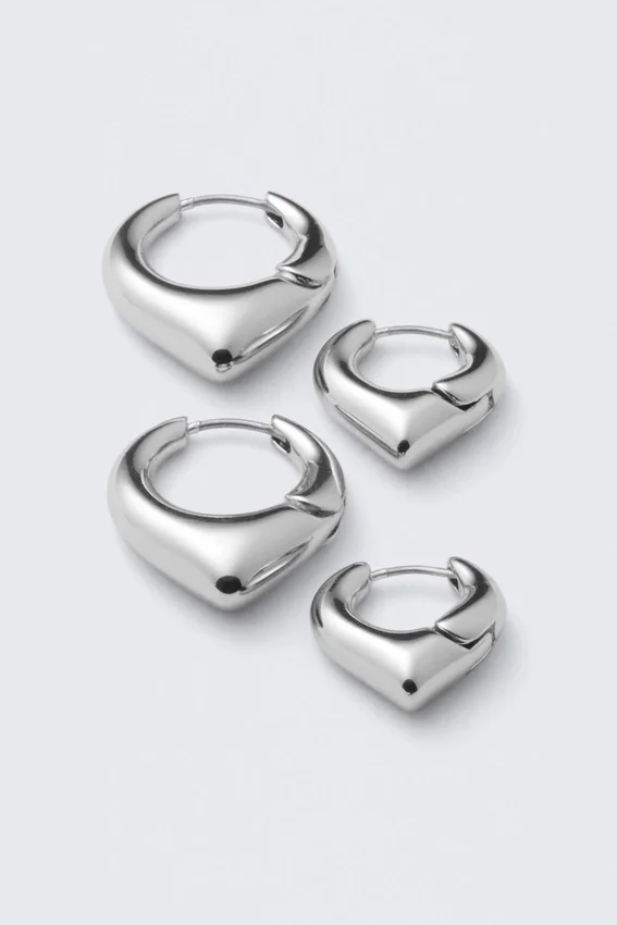 2er-Pack sanft spitz zulaufende Creolen – Silber 2er-Pack sanft spitz zulaufende Creolen – Silber