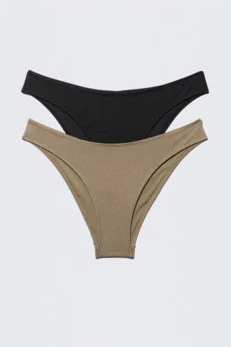 2er-Pack Scoop-Bikini-Höschen – Schwarz & Beige