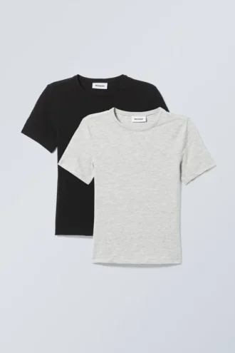 2er-Pack Slim-Fit-T-Shirts – Schwarz