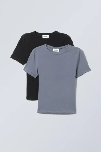 2er-Pack Slim-Fit-T-Shirts – Schwarz