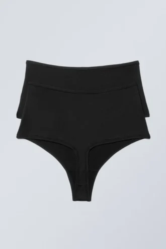 2er-Pack Soul Soft High Rise Tangas – Schwarz