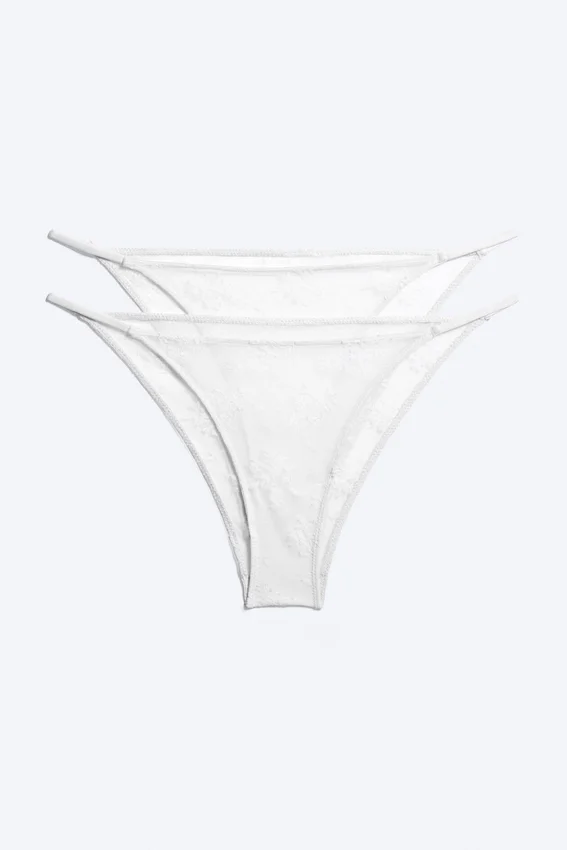 2er-Pack Spitzen-Tanga-Slips – Weiß 2er-Pack Spitzen-Tanga-Slips – Weiß