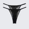 2er-Pack Tanga-Slips aus gewellter Spitze – Schwarz 2er-Pack Tanga-Slips aus gewellter Spitze – Schwarz