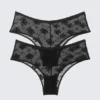 2er-Pack transparente Hipster-Slips aus Spitze – Schwarz 2er-Pack transparente Hipster-Slips aus Spitze – Schwarz