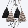 2er-Pack Triangel-Bikini-Oberteile mit Trägern – Schwarz + braune Streifen 2er-Pack Triangel-Bikini-Oberteile mit Trägern – Schwarz + braune Streifen