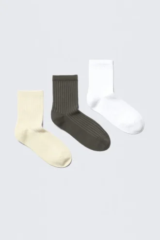 3er-Pack Bella-Shorts-Socken – Gelb/Grau/Weiß