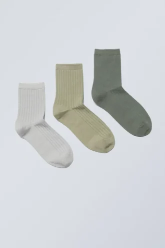 3er-Pack Bella-Shorts-Socken – Khaki-Akzent-Mix