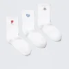 3er-Pack bestickte Crew-Socken – Weiß – Bestickte Mischung