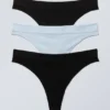 3er-Pack Cat Soft nahtlose High-Waist-Tangas – Schwarz & Hellblau 3er-Pack Cat Soft nahtlose High-Waist-Tangas – Schwarz & Hellblau