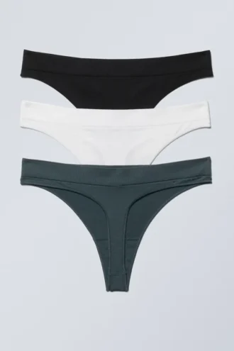 3er-Pack Cat Soft Thong – Dunkel-Türkis, Weiß, Schwarz