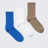 3er-Pack einfarbige Crew-Socken – Blau/Weiß/Beige