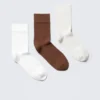 3er-Pack feine Socken – Weiß/Braun/Beige 3er-Pack feine Socken – Weiß/Braun/Beige