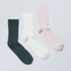 3er-Pack gerippte Crew-Socken – Blau, Weiß, Rosa 3er-Pack gerippte Crew-Socken – Blau, Weiß, Rosa