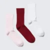 3er-Pack gerippte Crew-Socken – Rosa/Rot/Weiß 3er-Pack gerippte Crew-Socken – Rosa/Rot/Weiß