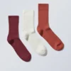 3er-Pack gerippte Crew-Socken – Rostrot/Weinrot/Hafer 3er-Pack gerippte Crew-Socken – Rostrot/Weinrot/Hafer