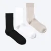 3er-Pack gerippte Crew-Socken – Weiß + Grau + Schwarz 3er-Pack gerippte Crew-Socken – Weiß + Grau + Schwarz