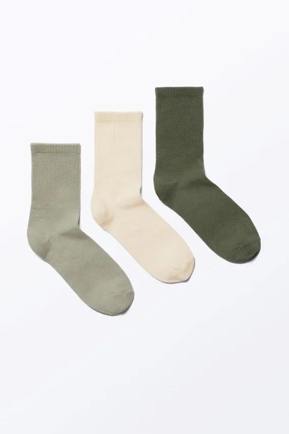 3er-Pack gerippte Socken – Hellgrün/Beige/Dunkelgrün 3er-Pack gerippte Socken – Hellgrün/Beige/Dunkelgrün