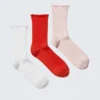 3er-Pack gerippte Socken – Weiß/Rot/Rosa 3er-Pack gerippte Socken – Weiß/Rot/Rosa
