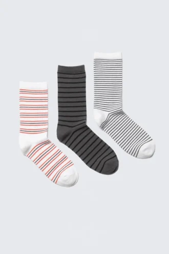 3er-Pack gestreifte Crew-Socken – Gestreifter Mix