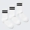 3er-Pack gestreifte Crew-Socken – Weiß – Schwarze Streifen 3er-Pack gestreifte Crew-Socken – Weiß – Schwarze Streifen