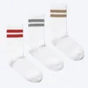3er-Pack gestreifte Sportsocken – gestreift Weiß – Rot/Grau/Mole 3er-Pack gestreifte Sportsocken – gestreift Weiß – Rot/Grau/Mole