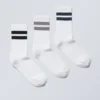3er-Pack gestreifte Sportsocken – Grau, Marineblau, Schwarz 3er-Pack gestreifte Sportsocken – Grau, Marineblau, Schwarz