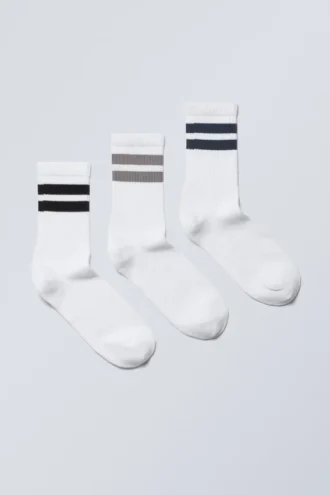3er-Pack gestreifte Sportsocken – Grau, Marineblau, Schwarz