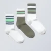 3er-Pack gestreifte Sportsocken – grüne Streifenmischung