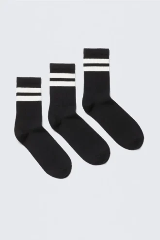 3er-Pack gestreifte Sportsocken – schwarz gestreift